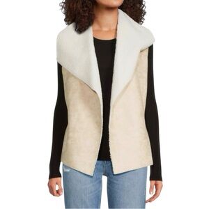 WD.NY Women's Beige and Ivory Faux Shearling Vest NWT XL